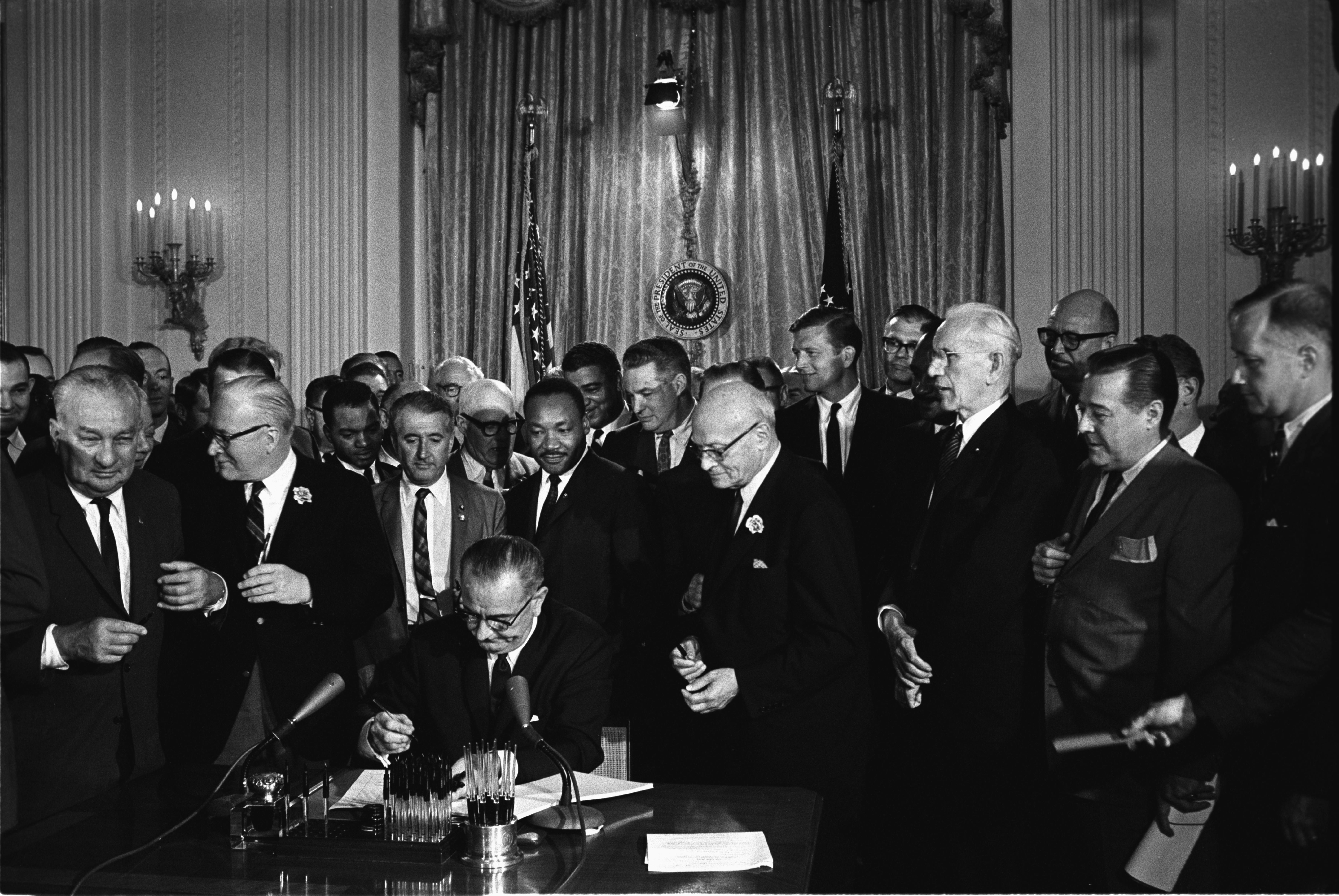 Civil Rights Act of 1964 signing with Lyndon B. Johnson