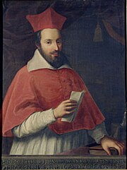 Portret bust în costumul unui cardinal, cu o scrisoare în mână în fața unei mese