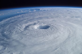 This image depicts Hurricane Isabel, the costliest and deadliest hurricane of the 2003 Atlantic hurricane season, as viewed from the International Space Station (ISS) on September 15.