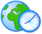A clock superimposed over planet Earth