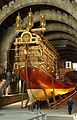 Replica of a Spanish Galley in the "Maritime Museum of Barcelona", built after plans of the "José María Martinez-Hidalgo y Terán" (= Museum director 1913-2005) (The ship "The Real" (1568-1588)) (photography from 2007)