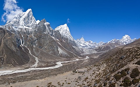 Panorama view of the Khumbu Khola valley above Pheriche.