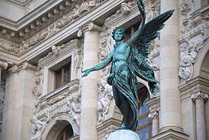 Winged Nike bronze statue