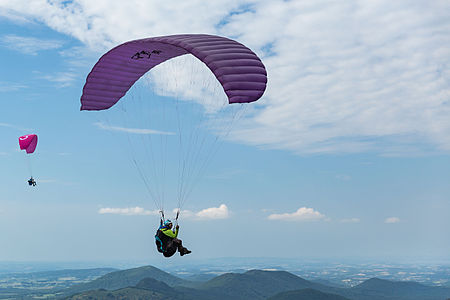 Paragliders on the Puy-de-Dôme, France.