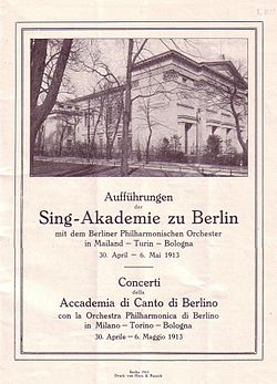Program book for the concert held in Milan, accompanied by Berlin Philharmonic, 1913 (Source: Wikimedia)