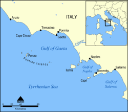 Karte des Golfs von Gaeta.