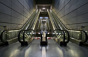 Escalators in Copenhagen metro station