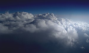 A color-enhanced version of an aerial photograph of clouds.