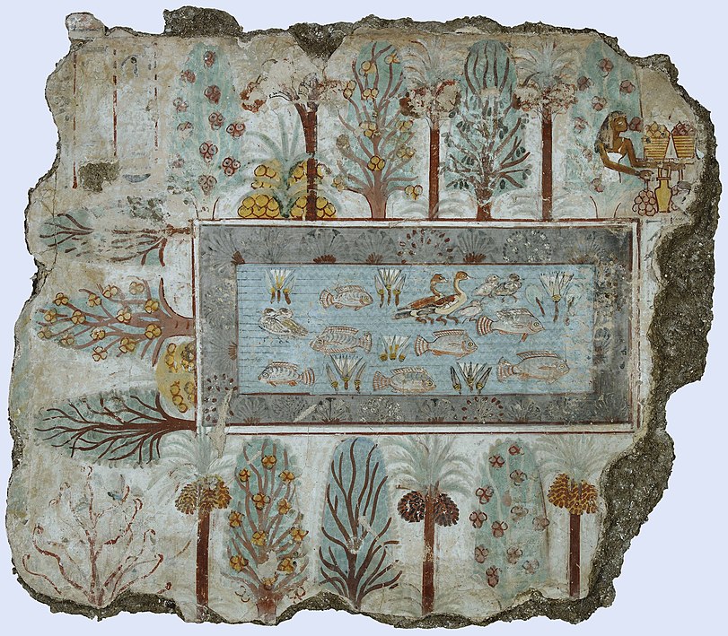Fresque égyptienne originaire de Thèbes (-1400 avant notre ère) - Photo de Yann Forget