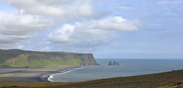 Reynisfjara and Reynisdrangar as seen from Dyrhólaey, Iceland