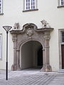 A portal of the New Town Hall in Brno (Brno-Radnice) which could be been the background motive of the depicted stamp in 2010