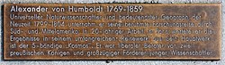 Memorial plaque, Alexander von Humboldt, Karolinenstraße 19, Berlin-Tegel, Germany (Source: Wikimedia)