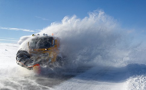 Snowplow working on the Saltfjell in Norway.