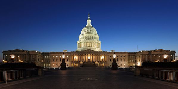 US Capitol at dusk as seen from the eastern side