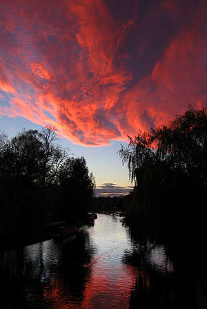 Sunset over the River Cam in Cambridge