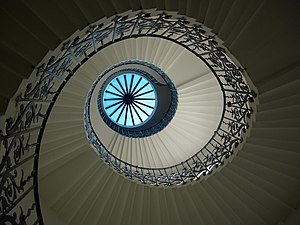 Tulip stair in the Queen's House, Greenwich, London. It is the first centrally unsupported stair to be built in england