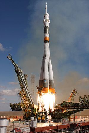 The Soyuz TMA-13 spacecraft, carrying Expedition 18 Commander Michael Fincke, Flight Engineer Yury V. Lonchakov and American spaceflight participant Richard Garriott, launched Sunday, October 12, 2008, from the Baikonur Cosmodrome in Kazakhstan. The three crew members are scheduled to dock with the International Space Station on Oct. 14. Fincke and Lonchakov will spend six months on the station, while Garriott will return to Earth October 24, 2008, with two of the Expedition 17 crew currently aboard the International Space Station.