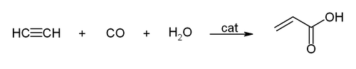 Synthese von Acrylsäure durch Hydrocarboxylierung von Acetylen mit Wasser