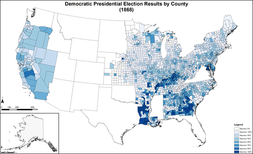 Map of Democratic presidential election results by county