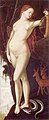 The original painting by Hans Baldung called Grien "Allegorical figure of a woman with mirror, serpent, stay and dog"