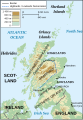 Simplified topographique map - English