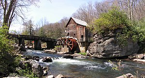 The Glade Creek Grist Mill, an iconic watermill in Babcock State Park, WV, USA