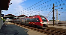 En flerhet av Z 27500 TER Languedoc-Roussillon-elementer ved Sète stasjon.