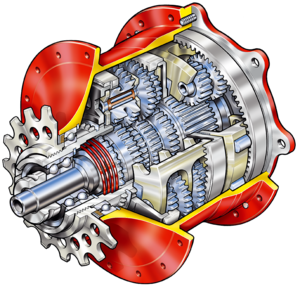 Schematic of a 14 speed gear box "Speedhub"