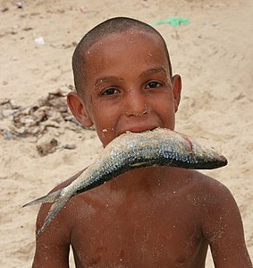 Young boy photographed at the beach in Nouakchott, Mauritania,