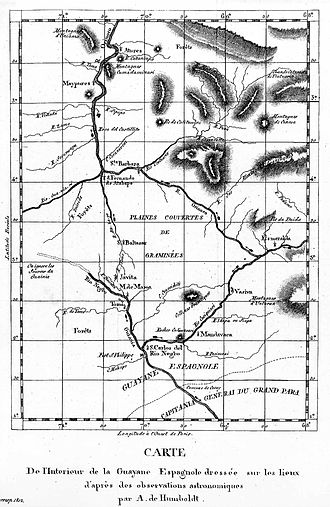 Map of the Cassiquiare canal based on Humboldt's 1799 observations (Source: Wikimedia)