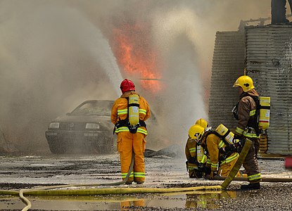 Firefighters in action in Château-Richer.