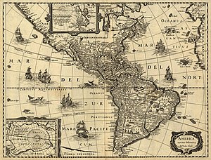 America noviter delineata; map of the Americas ca. 1640.