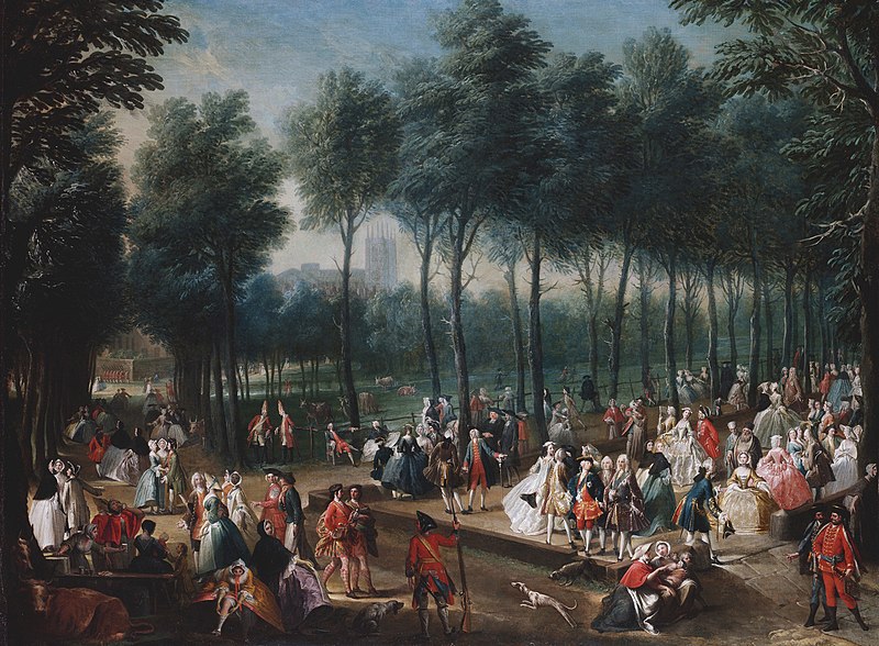 Saint James Park en 1745 : Le lieu tendance pour se compter fleurette entre gens de bonnes compagnies. Toile de Joseph Nickolls
