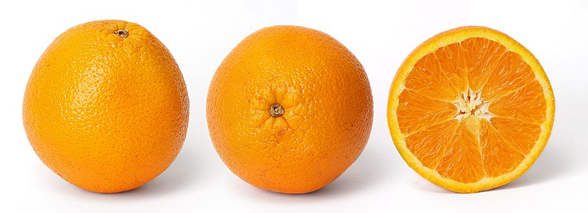 Orange and its cross section isolated on a white background