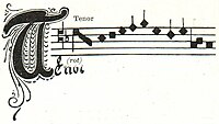 1 a. Schwarzrote Mensuralnote (14.–15. Jh.; Chanson Binchois).